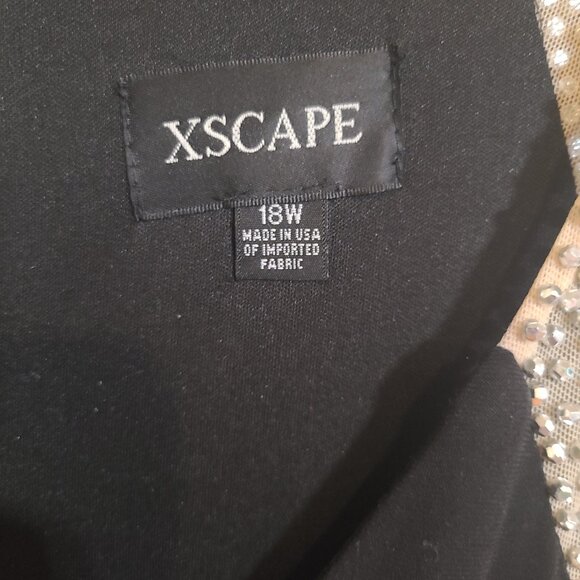 XSCAPE Plus "Wren" Long Jersey Knit Long Sleeve Crystal Beaded Dress EUC worn on - Picture 5 of 12